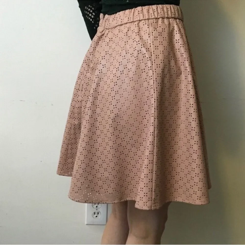 Sunday in Brooklyn Blush Eyelet Skater Skirt
